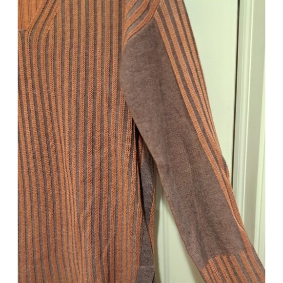 Smartwool Woman's Size L Orange/Gray V-Neck Long Sleeve Sweater Ribbed Stretch - Picture 5 of 11